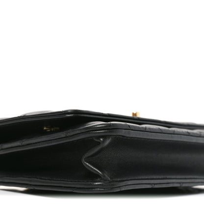Lambskin Quilted Sweet Camellia Wallet on Chain WOC Black