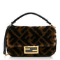 Shearling Vitello Dolce Macro FF 1974 Mini Baguette Tobacco Black