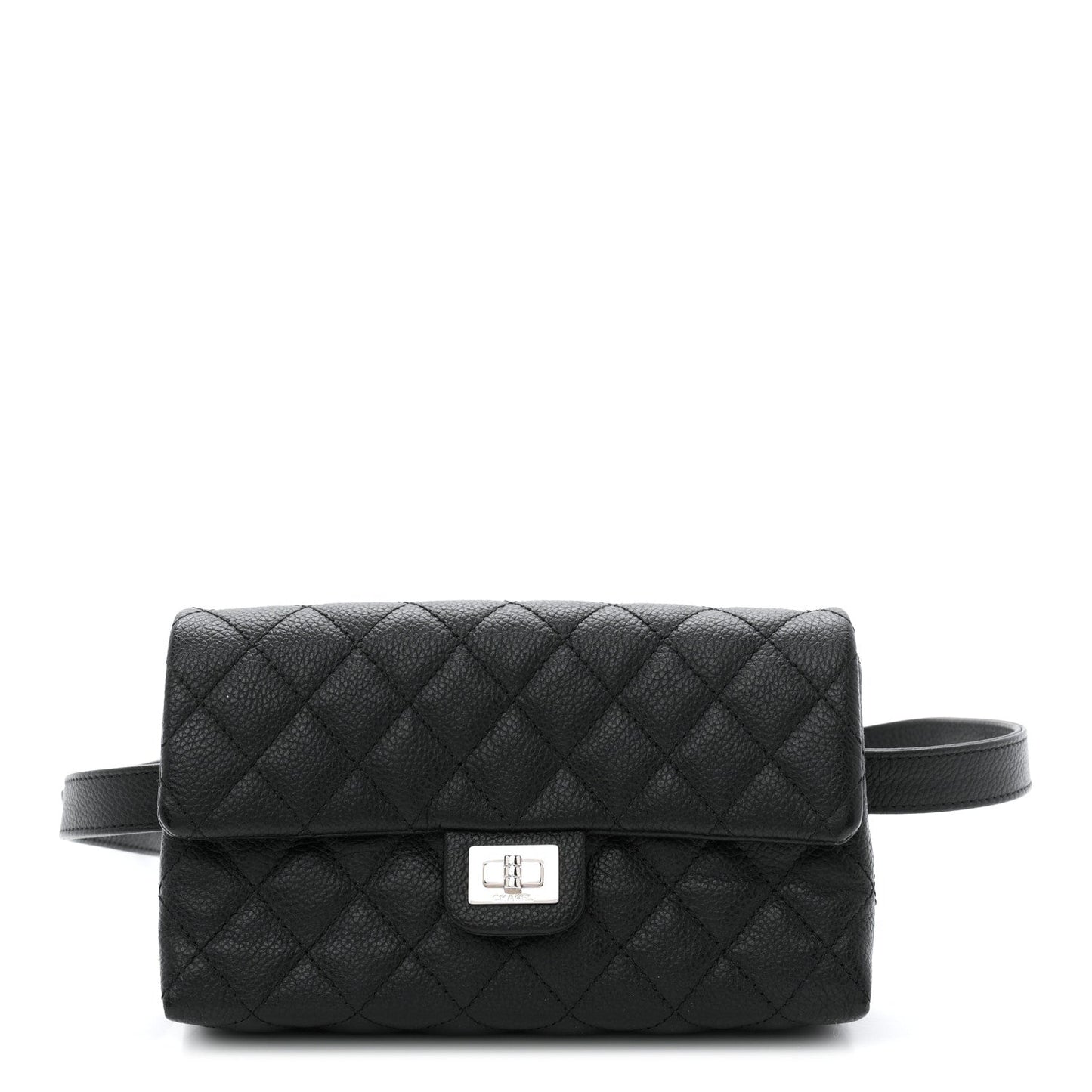 Grained Calfskin Quilted 2.55 Reissue Flap Belt Bag Clutch Black