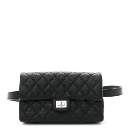 Grained Calfskin Quilted 2.55 Reissue Flap Belt Bag Clutch Black