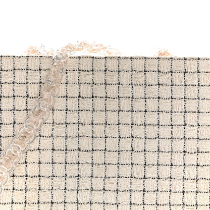 Tweed Resin Small Zipped Shopping Bag White Black