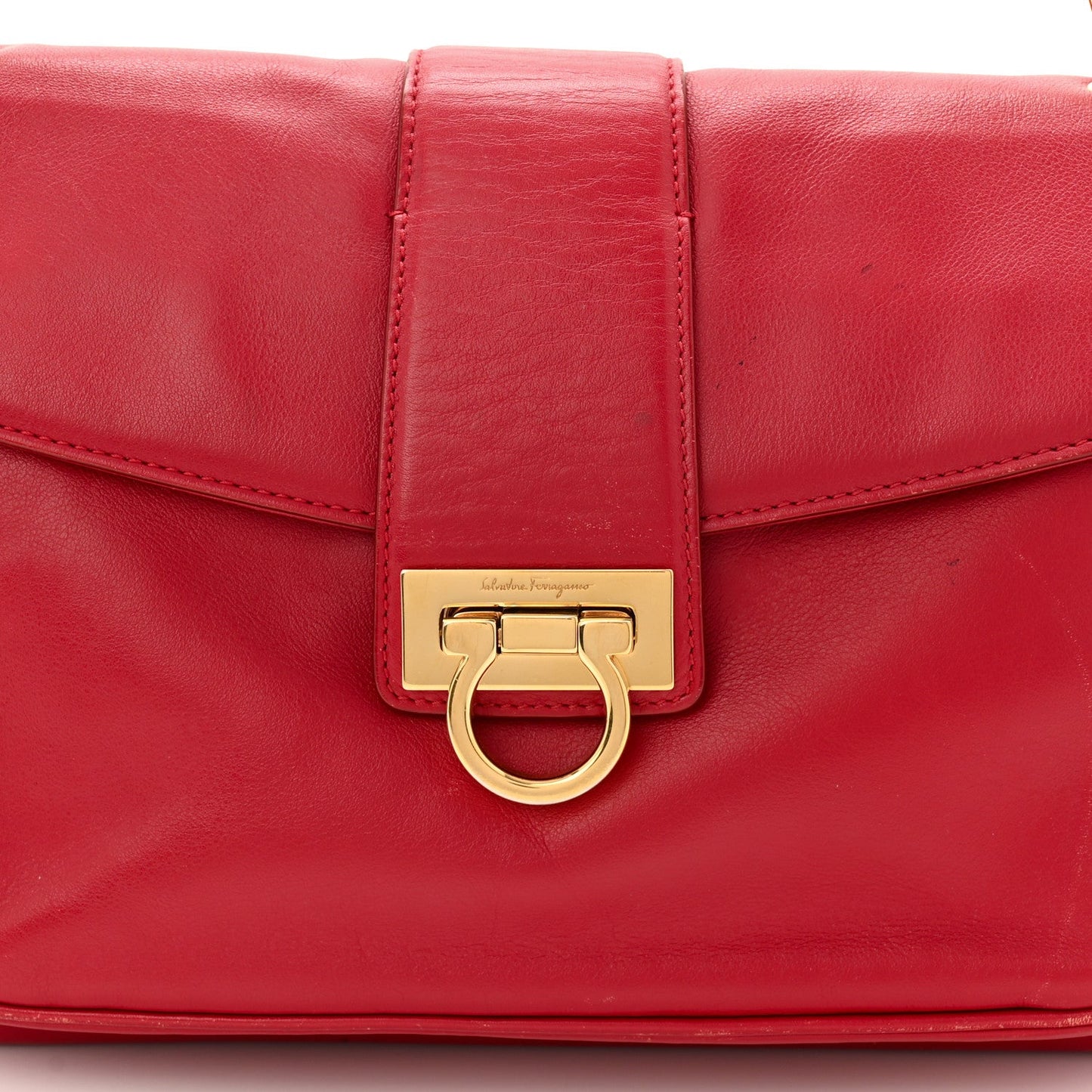 Calfskin Gancini Chain Shoulder Bag Red