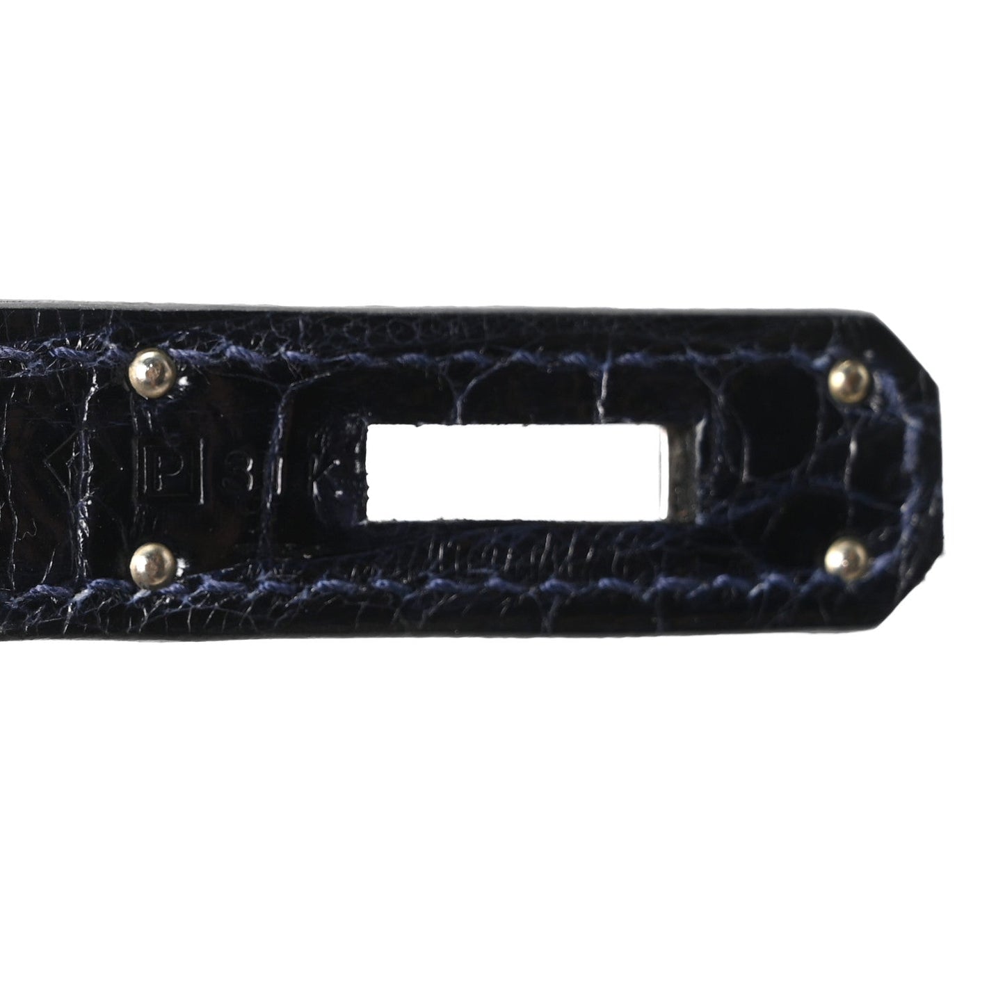Shiny Porosus Crocodile Birkin 30 Bleu Marine
