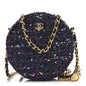 Tweed Quilted Round Clutch With Chain Multicolor