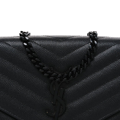 Grain De Poudre Matelasse Chevron Monogram Monochrome Envelope Chain Wallet Black