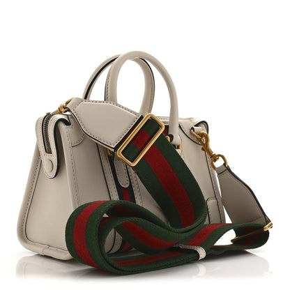 Koi Calfskin Web Mini Bauletto Duffle Top Handle Bag Mystic White