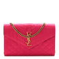 Satin Mixed Matelasse Triquilt Monogram Chain Wallet Guava