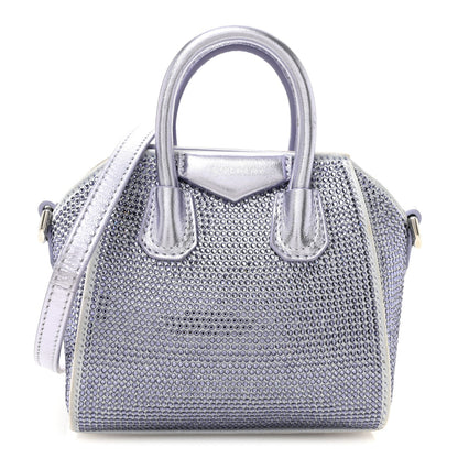 Lambskin Satin Strass Micro Antigona Lavender