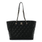 Caviar Quilted Large Shopping Tote Black