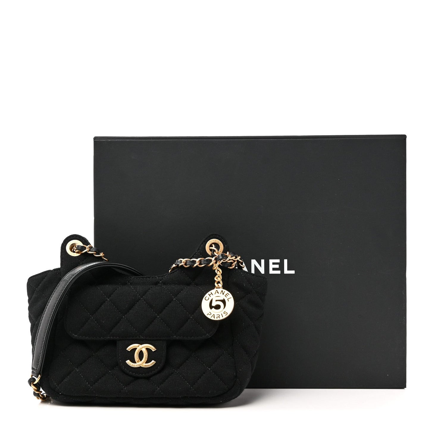 Jersey Quilted Small Wavy CC Hobo Black