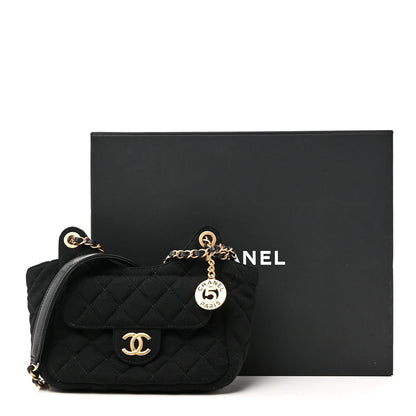 Jersey Quilted Small Wavy CC Hobo Black