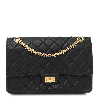 Aged Calfskin Quilted 2.55 Reissue 226 Flap Black