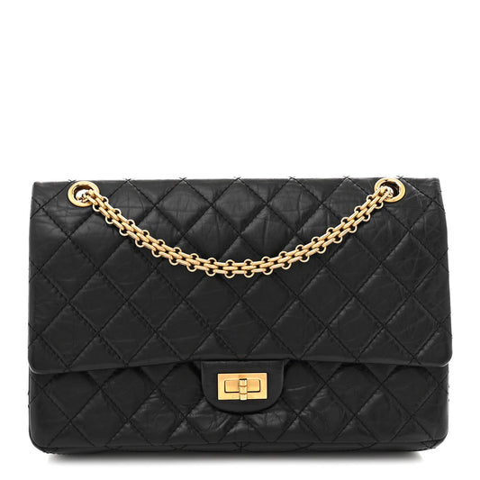 Aged Calfskin Quilted 2.55 Reissue 226 Flap Black