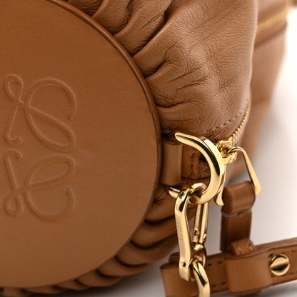Lambskin Pleated Bracelet Pouch Shoulder Bag Warm Desert