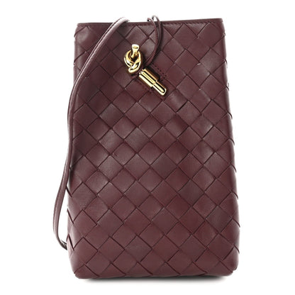 Nappa Intrecciato Andiamo Phone Pouch Barolo