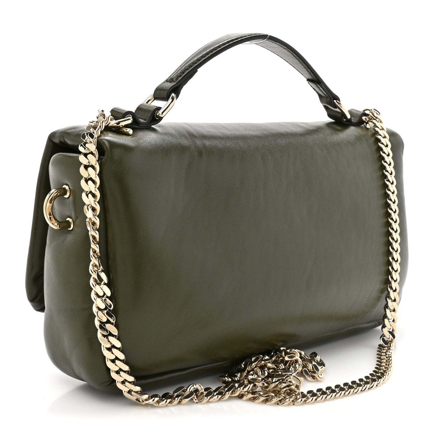 Lambskin Mini GG Milano Top Handle Shoulder Bag Green