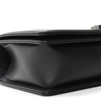 Calfskin Quilted New Medium Boy Flap Black