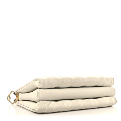 Lambskin Embossed Monogram Coussin PM Beige Cream