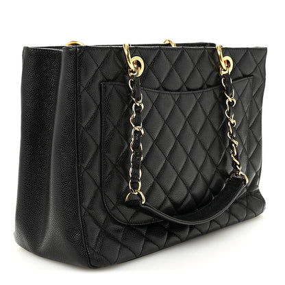 Caviar Quilted Grand Shopping Tote GST Black