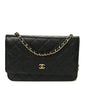 Caviar Quilted Wallet on Chain WOC Black