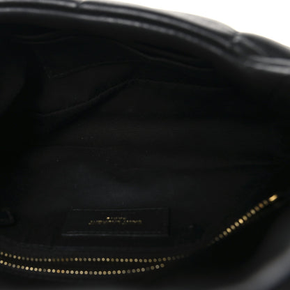 Lambskin Quilted Toy Loulou Puffer Monogram Chain Satchel Black