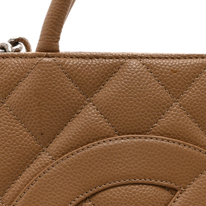 Caviar Quilted Medallion Tote Beige
