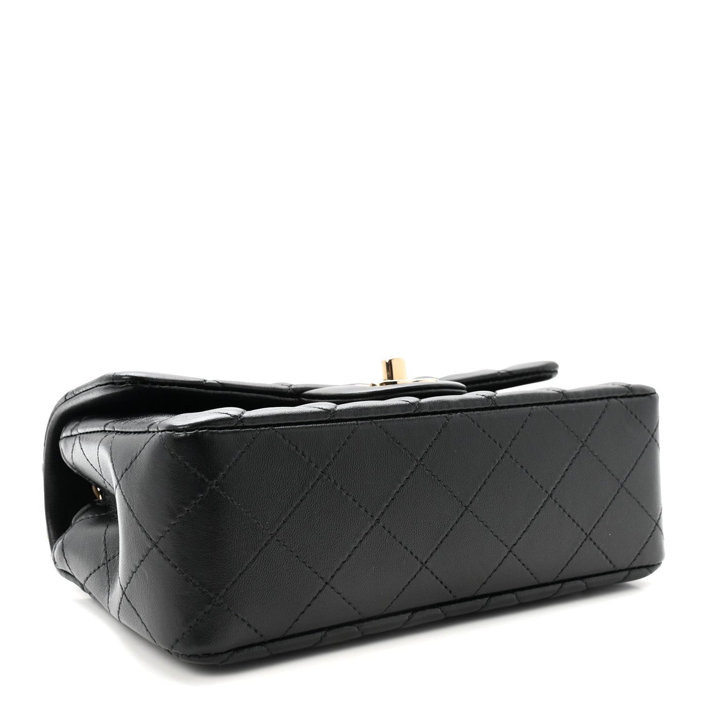 Lambskin Quilted Mini Rectangular Flap  Black