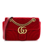 Velvet Matelasse Mini GG Marmont Shoulder Bag Hibiscus Red