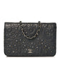 Lambskin Camellia Studded Wallet on Chain WOC Grey