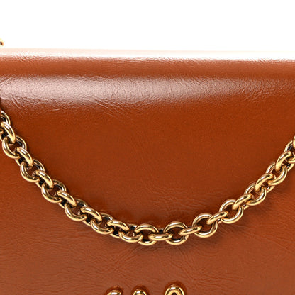 Calfskin Iconic Flap Wallet On Chain Clay Brown