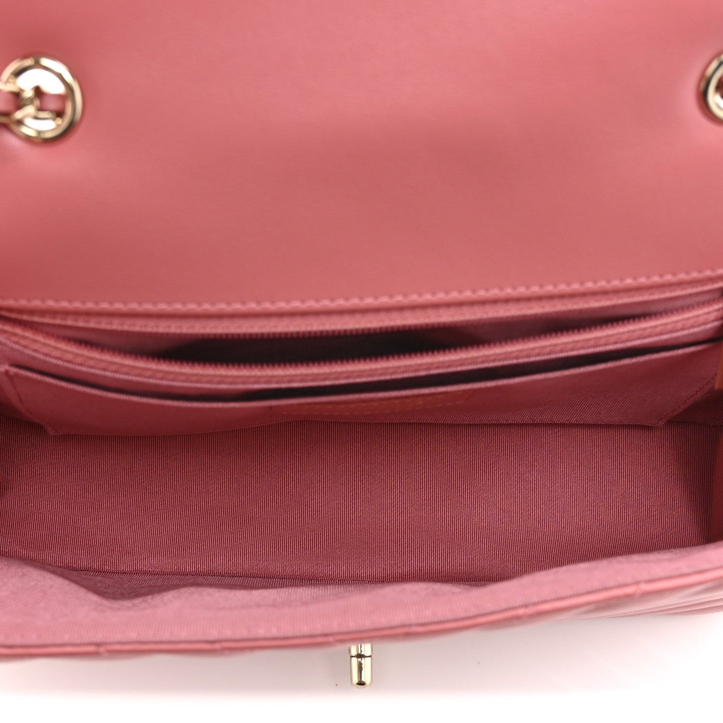 Calfskin Chevron Quilted Small Statement Flap Pink