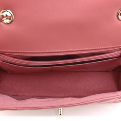 Calfskin Chevron Quilted Small Statement Flap Pink