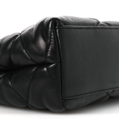 Lambskin Quilted Sade Puffer Envelope Clutch Black