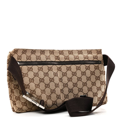 GG Monogram Double Pocket Belt Bag Dark Brown