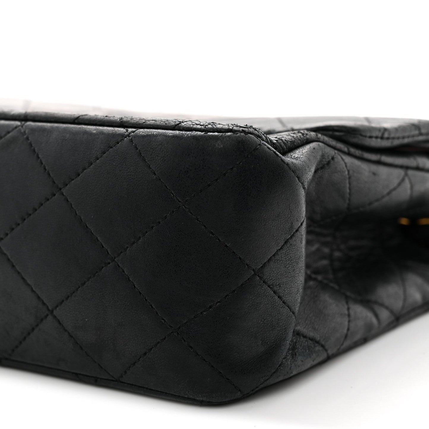 Lambskin Quilted Medium Double Flap Black