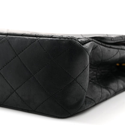 Lambskin Quilted Medium Double Flap Black