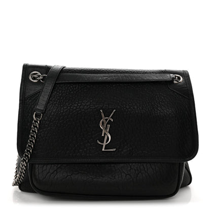 Grained Lambskin Monogram Large Niki Chain Satchel Black