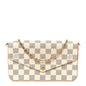 Damier Azur Pochette Felicie Chain Wallet Rose Ballerine