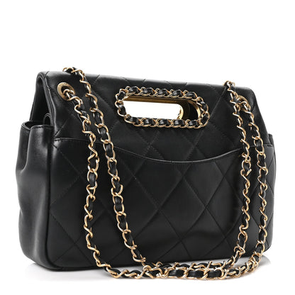 Lambskin A Real Catch Flap Bag Black