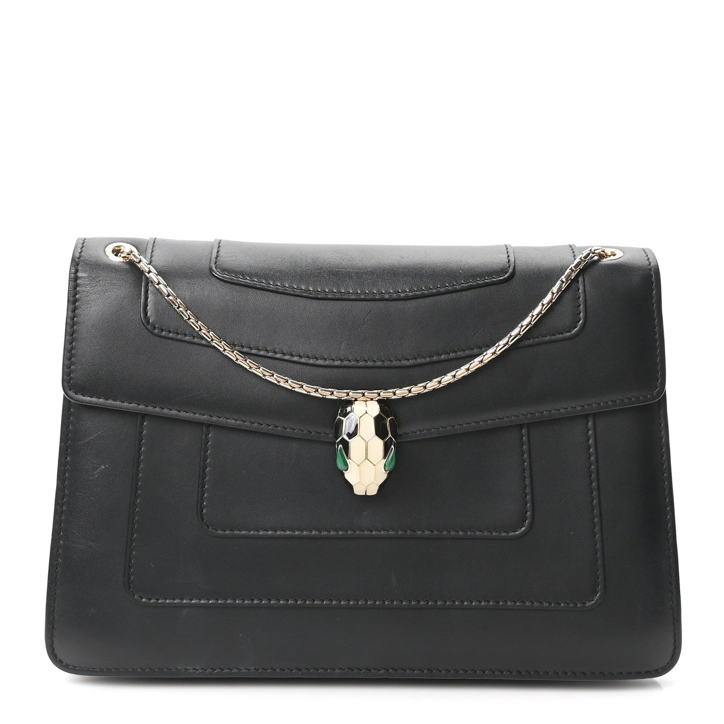 Calfskin Serpenti Forever Shoulder Bag Black