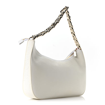 Calfskin Large Loubila Chain Shoulder Bag White