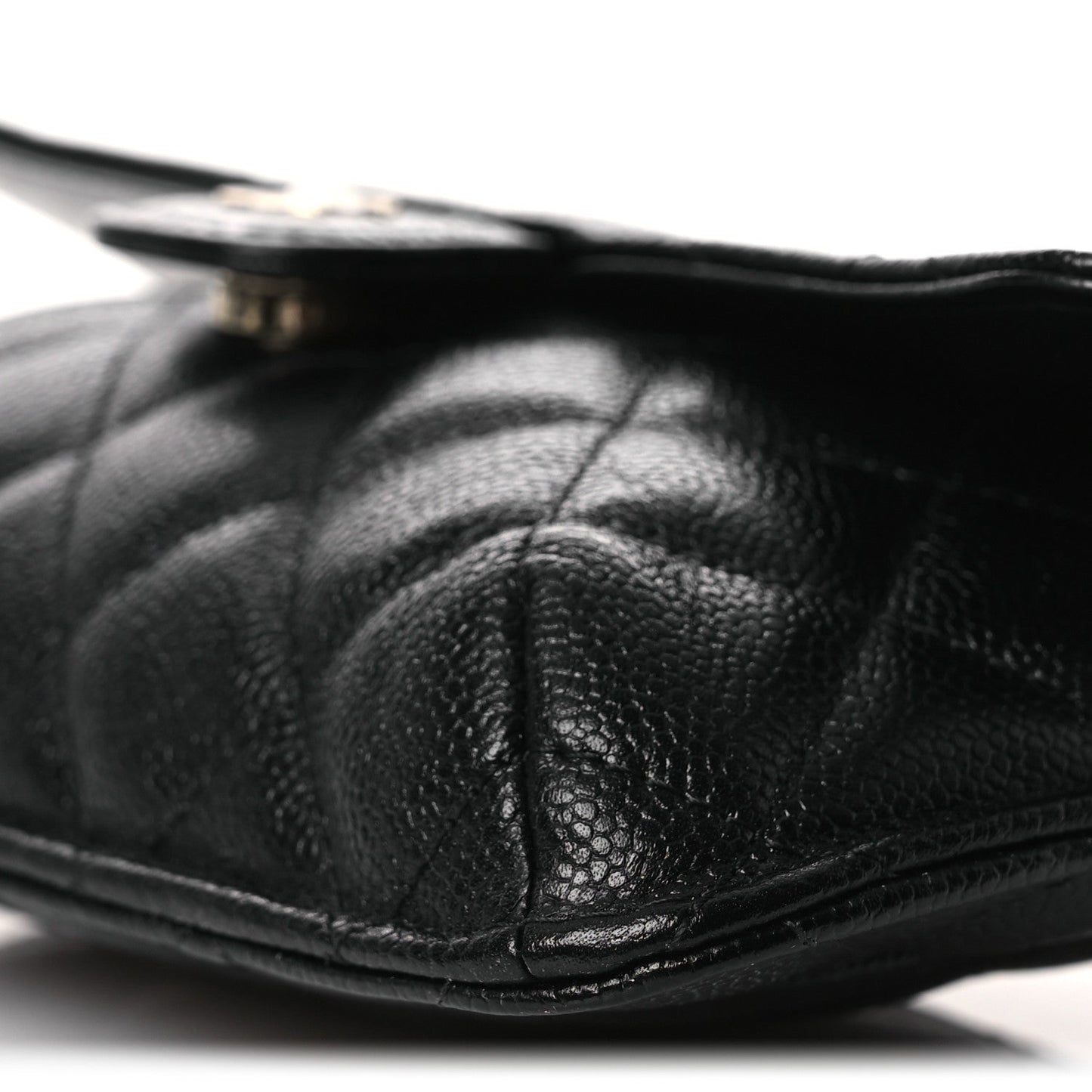 Caviar Fabric Foldable Tote Bag With Chain Black Multicolor