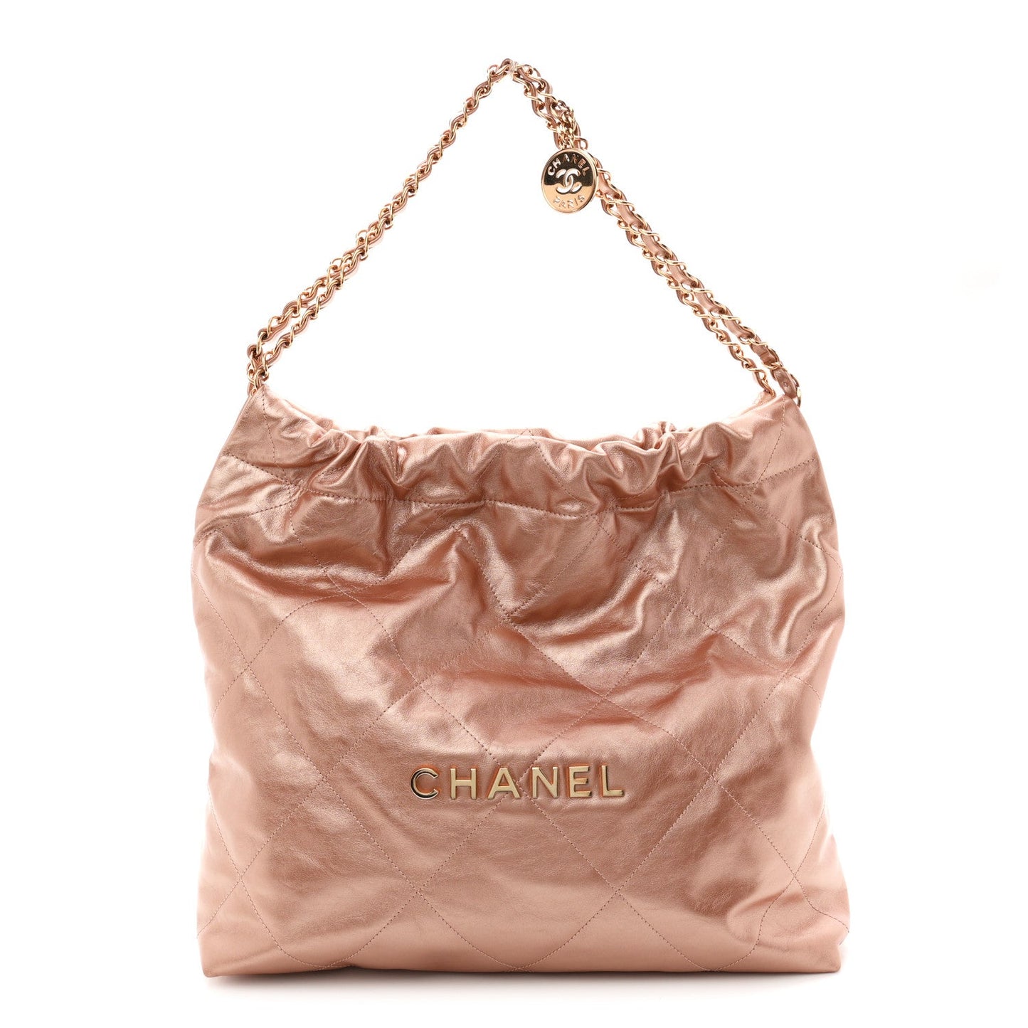 Metallic Calfskin Quilted Chanel 22 Copper