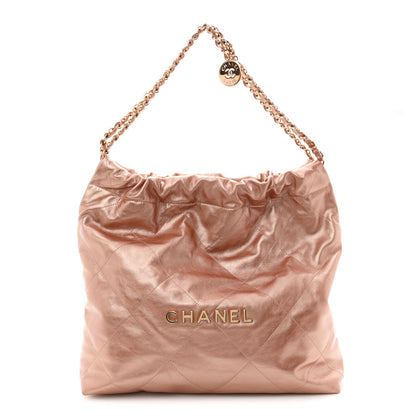 Metallic Calfskin Quilted Chanel 22 Copper