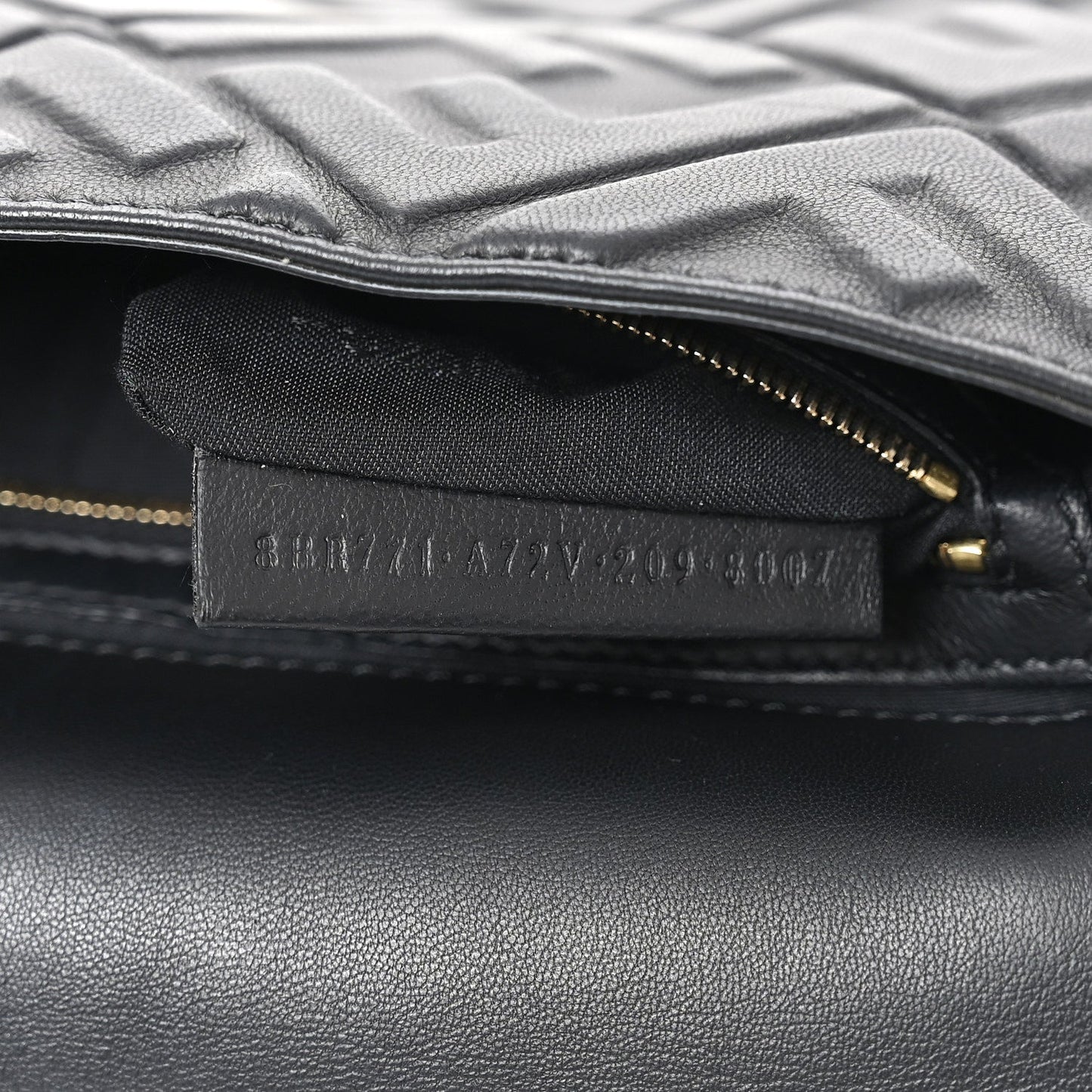 Nappa FF 1974 Embossed Large Baguette Black