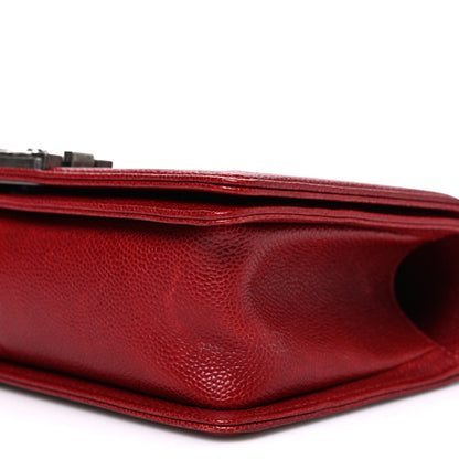 Caviar Quilted Medium Boy Flap Red