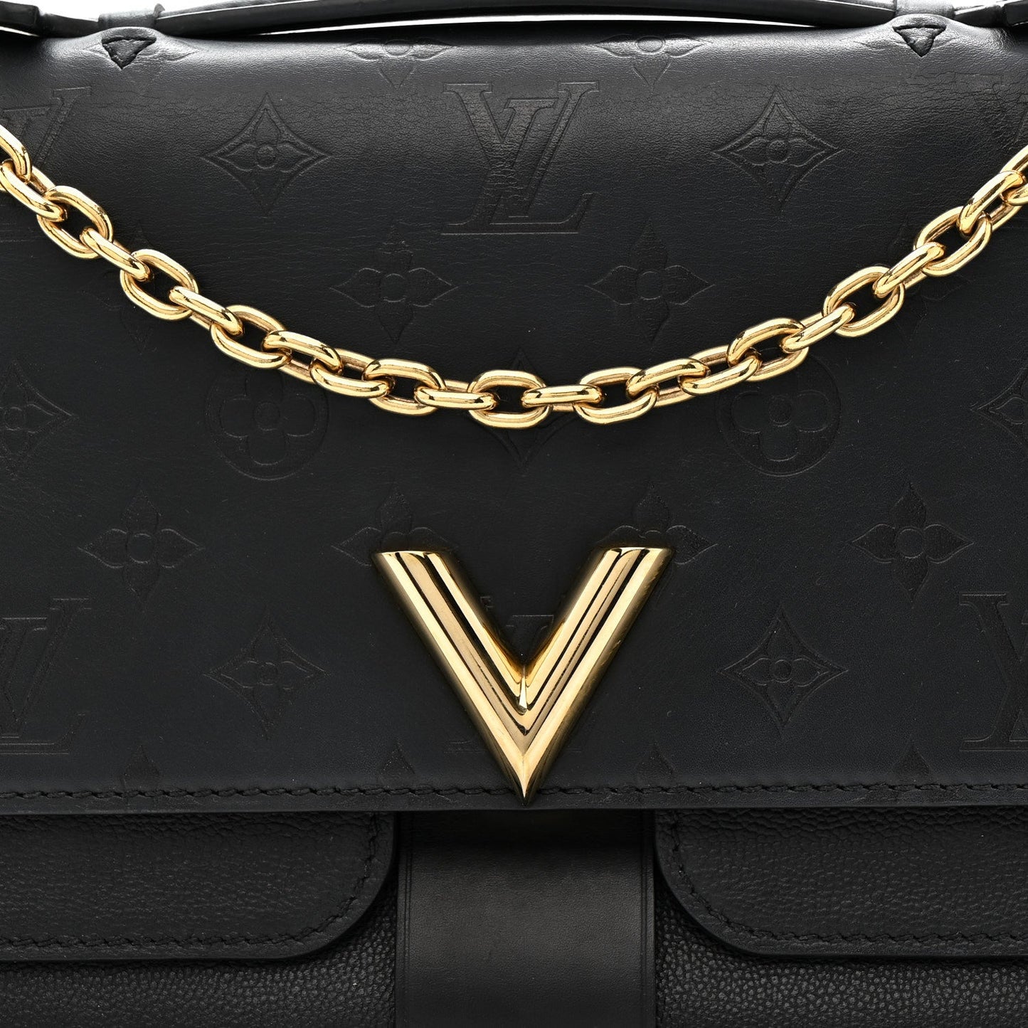 Monogram Cuir Plume Ecume Very Chain Bag Black