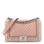 Calfskin Chevron Tweed Medium Boy Flap Pink