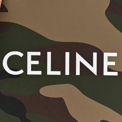 Canvas Calfskin Mini Vertical Cabas Khaki