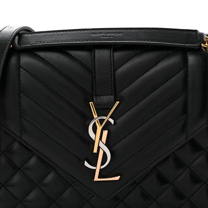 Lambskin Mixed Matelasse Triquilt Medium Monogram Satchel Black